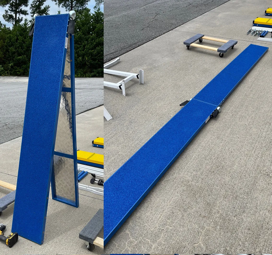 *12’ Dog Walk, Rubber Top, On-Wheel Interface Ready, Blue/Yellow