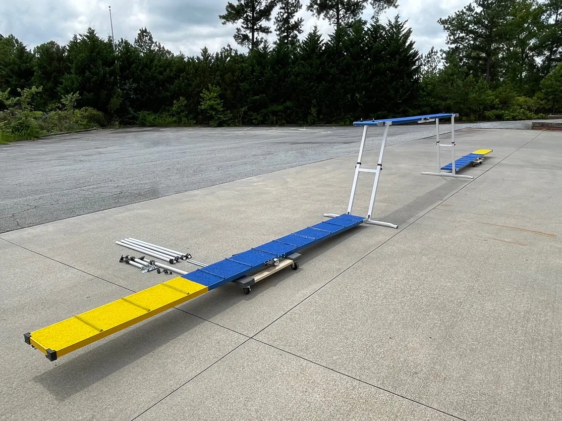 *12’ Dog Walk, Rubber Top, On-Wheel Interface Ready, Blue/Yellow