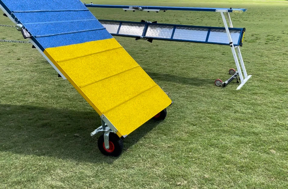 *12’ Dog Walk, Rubber Top, On-Wheel Interface Ready, Blue/Yellow