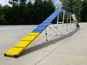 *12’ Dog Walk, Rubber Top, On-Wheel Interface Ready, Blue/Yellow