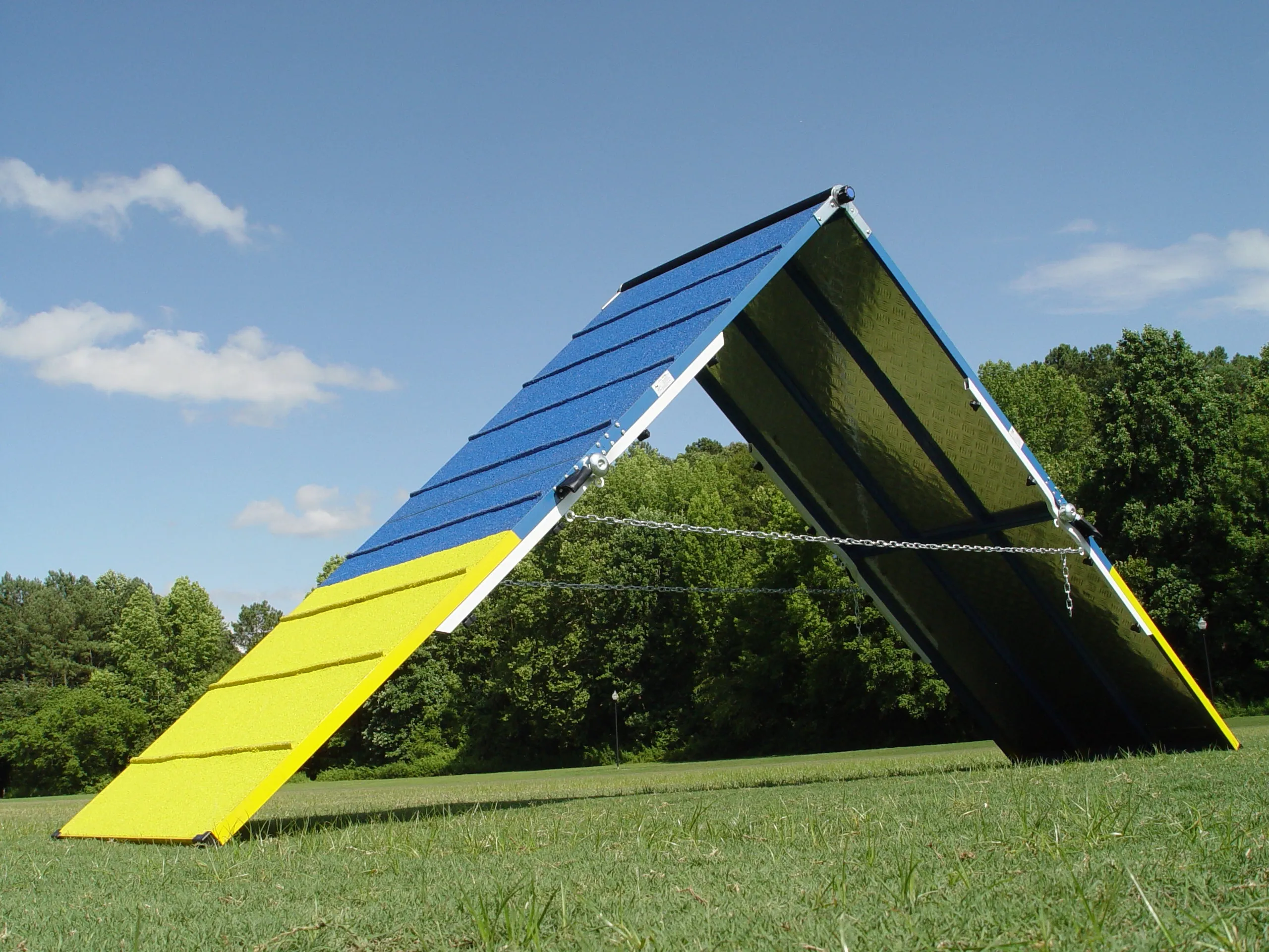 *9’ Dog Agility A-Frame, Rubber Top, On-Wheels-Interface Ready, Blue/Yellow