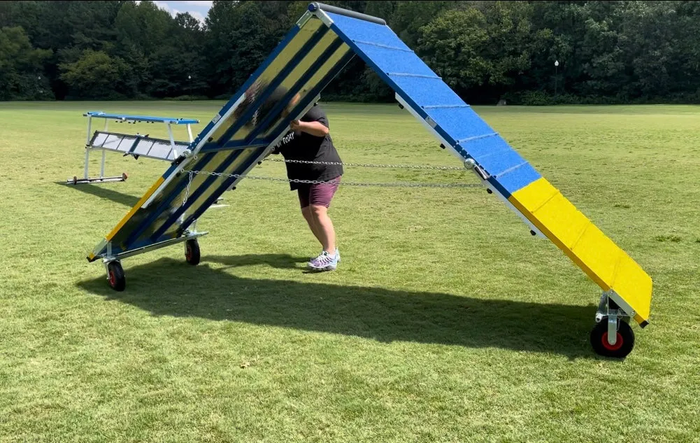 *9’ Dog Agility A-Frame, Rubber Top, On-Wheels-Interface Ready, Blue/Yellow