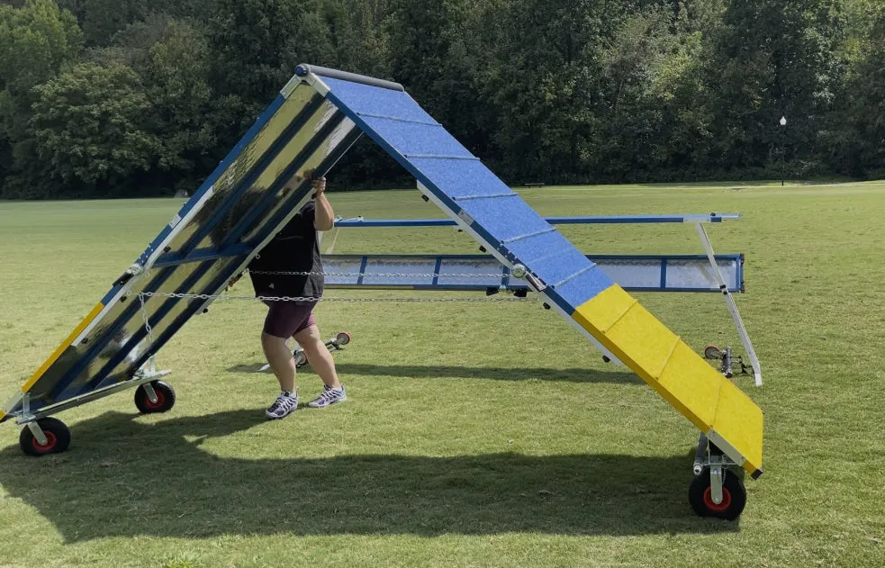 *9’ Dog Agility A-Frame, Rubber Top, On-Wheels-Interface Ready, Blue/Yellow