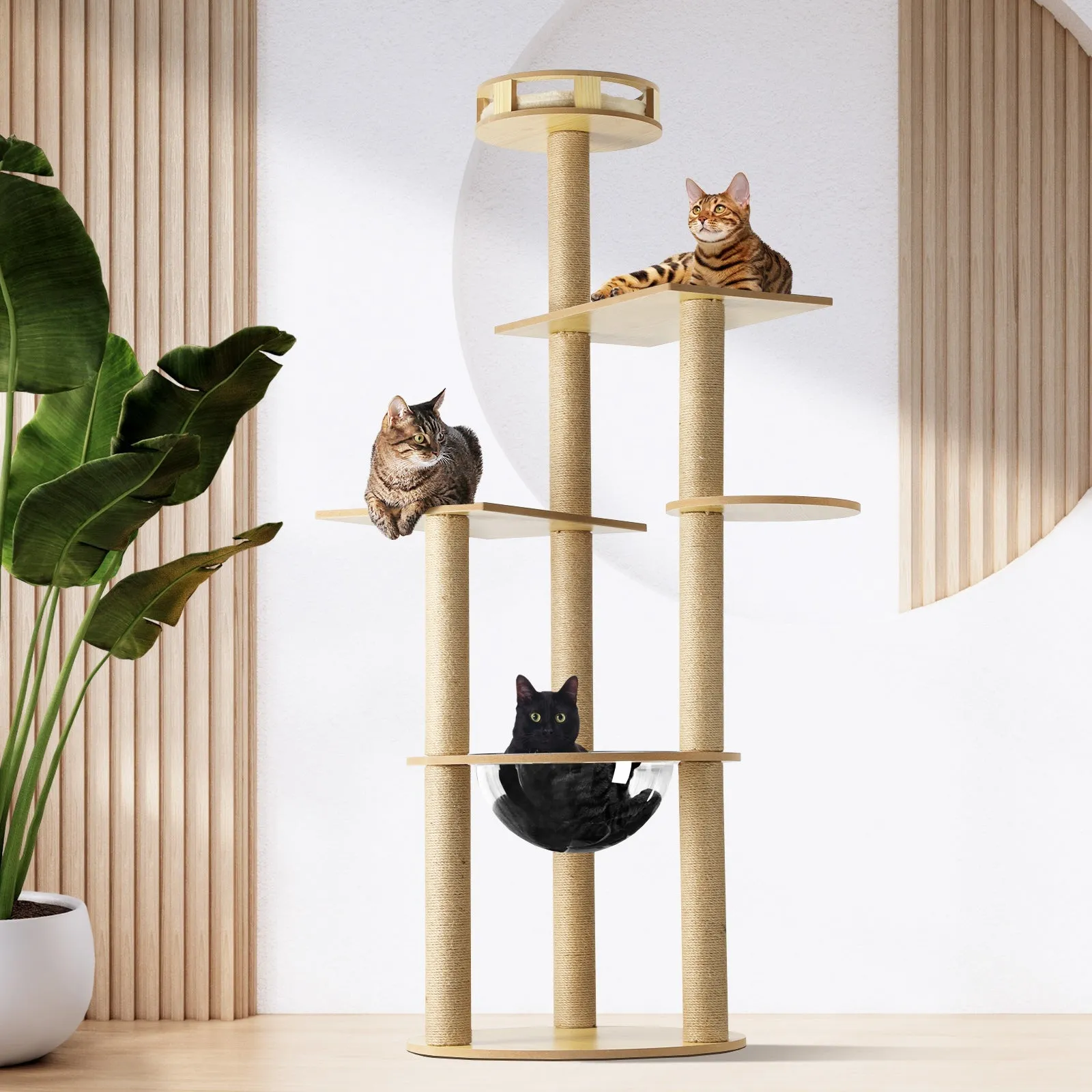 Alopet Cat Tree Scratching Post Scratcher Cats Tower Wood Condo Toys House 148cm