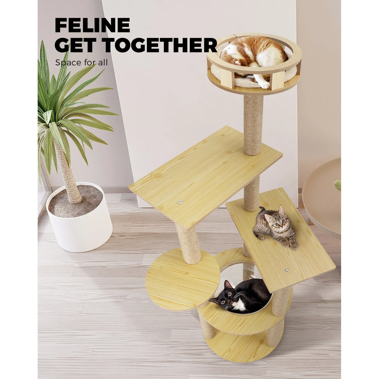 Alopet Cat Tree Scratching Post Scratcher Cats Tower Wood Condo Toys House 148cm