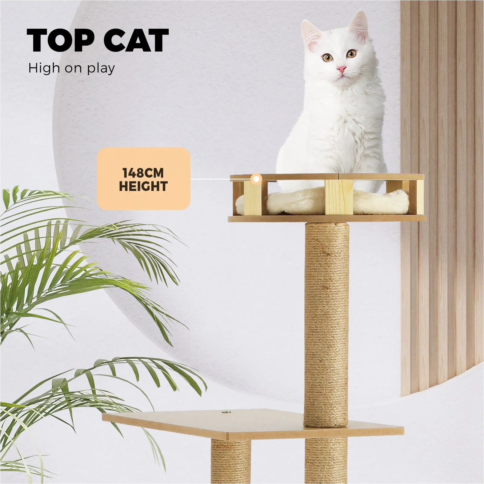 Alopet Cat Tree Scratching Post Scratcher Cats Tower Wood Condo Toys House 148cm