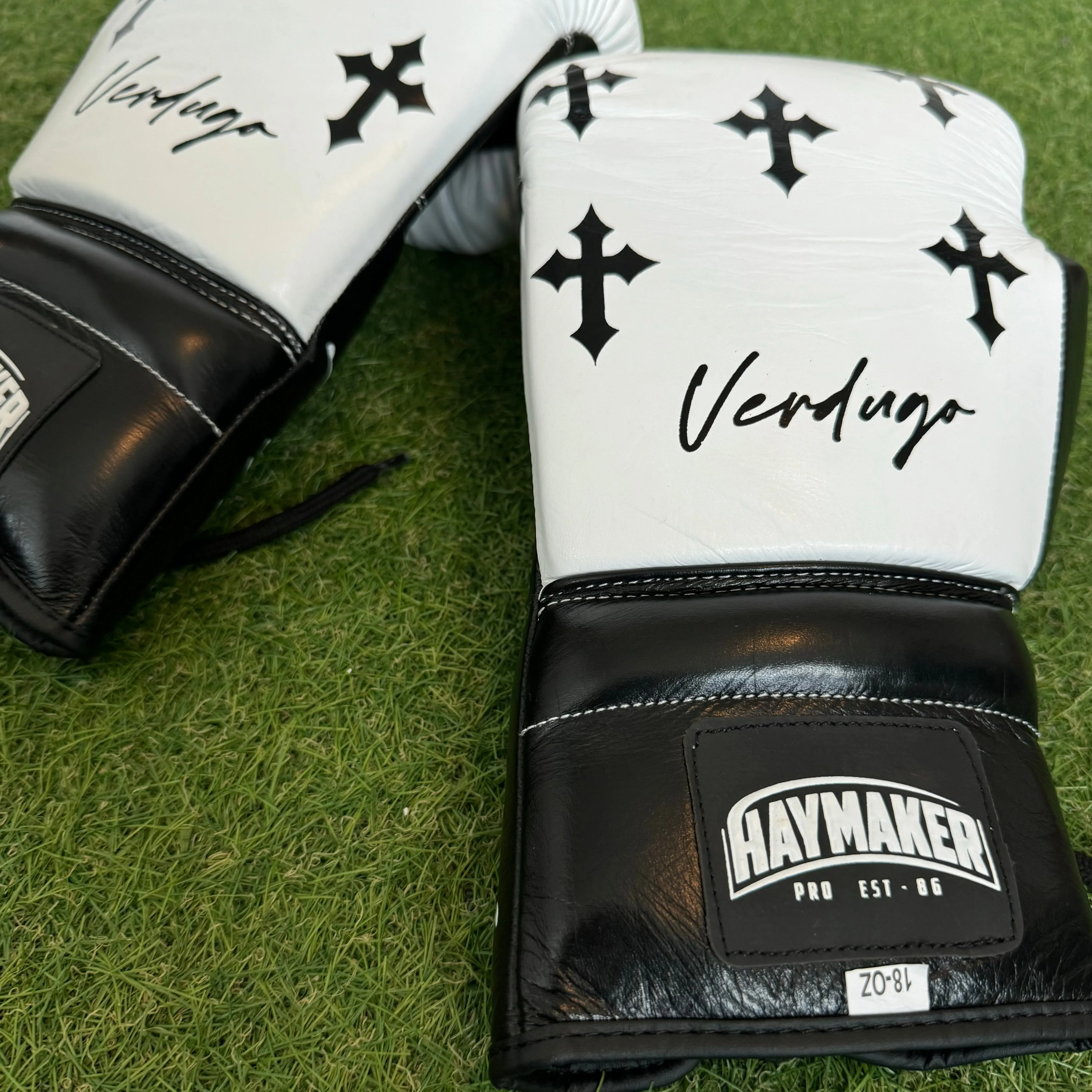 BLK & WHITE| CRUCIFIX | BOXING GLOVES & SPARRING SET | 100% LEATHER