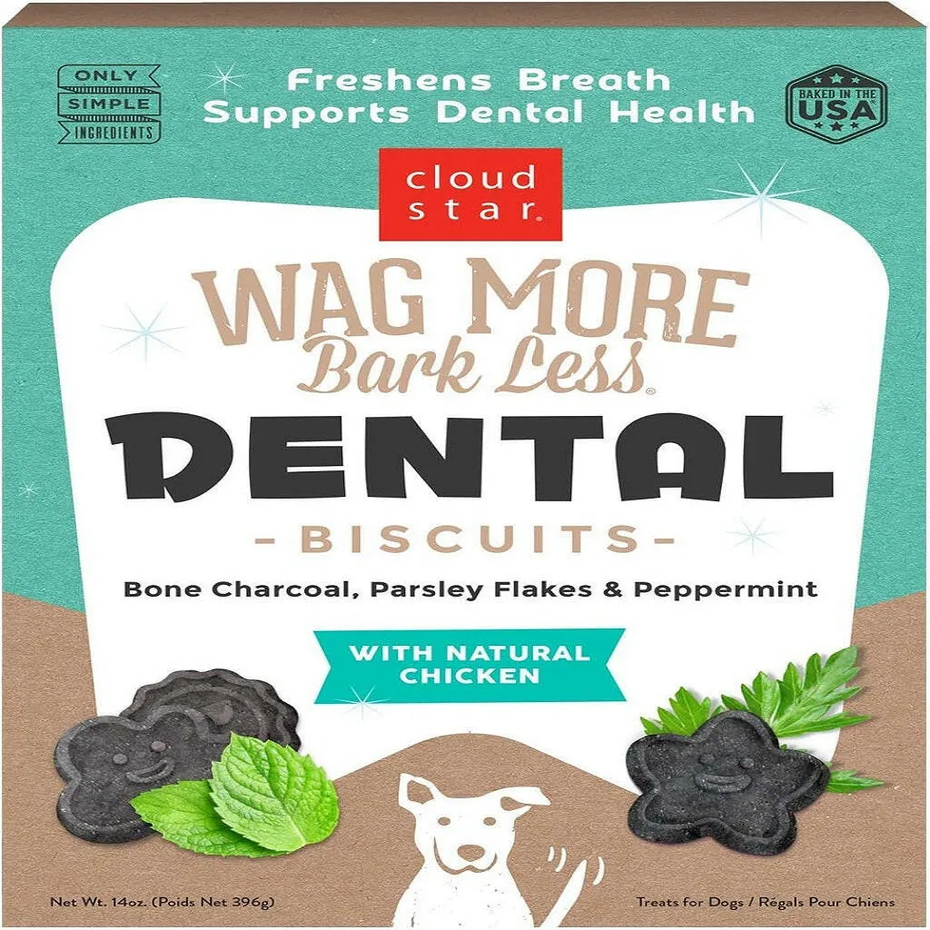 Cloud Star Wag More Bark Less Chicken, Charcoal, Parsley & Mint Dental Biscuits for Dogs (14 oz)