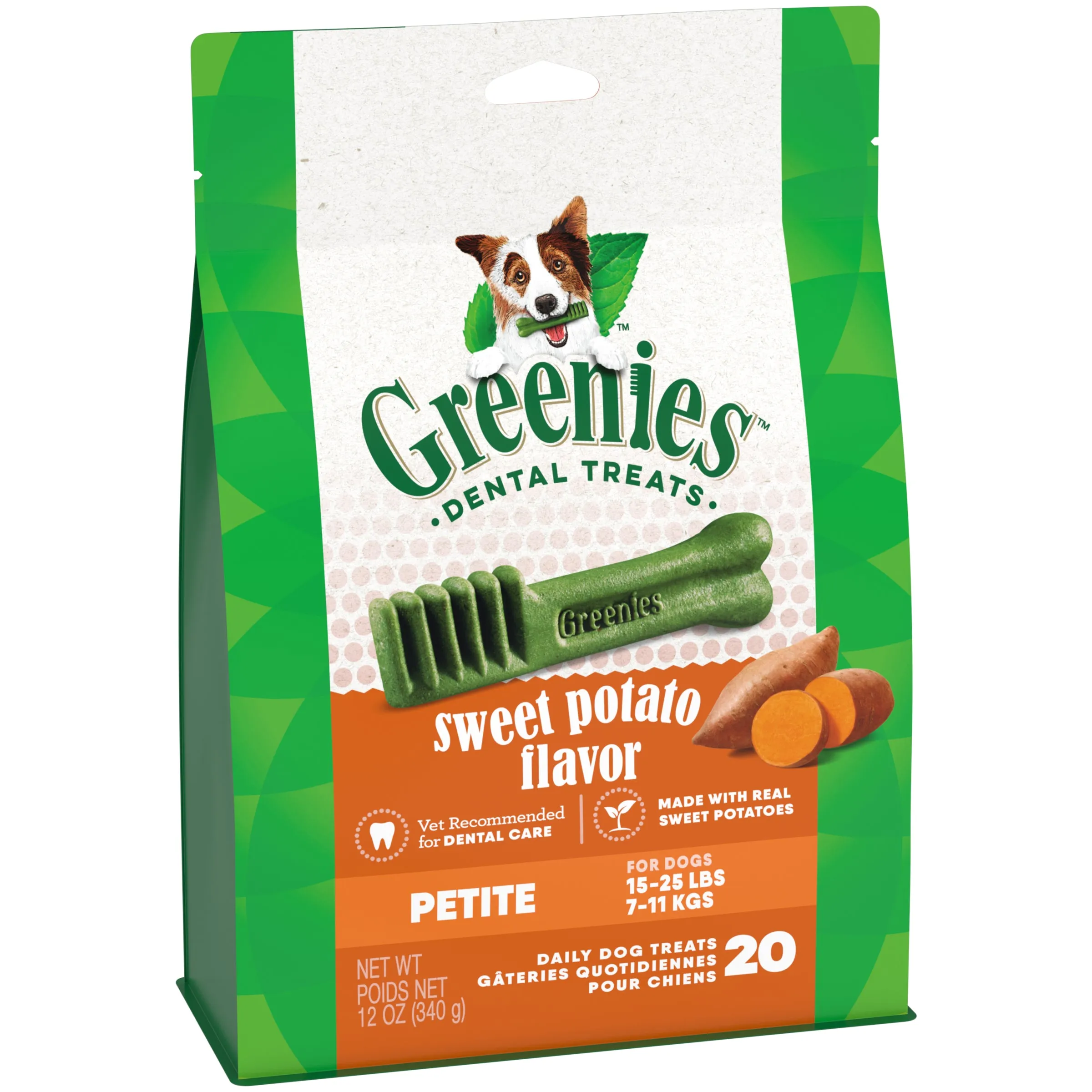 Greenies Dog Sweet Potato Dental Health Treats for Petite Dogs 340g