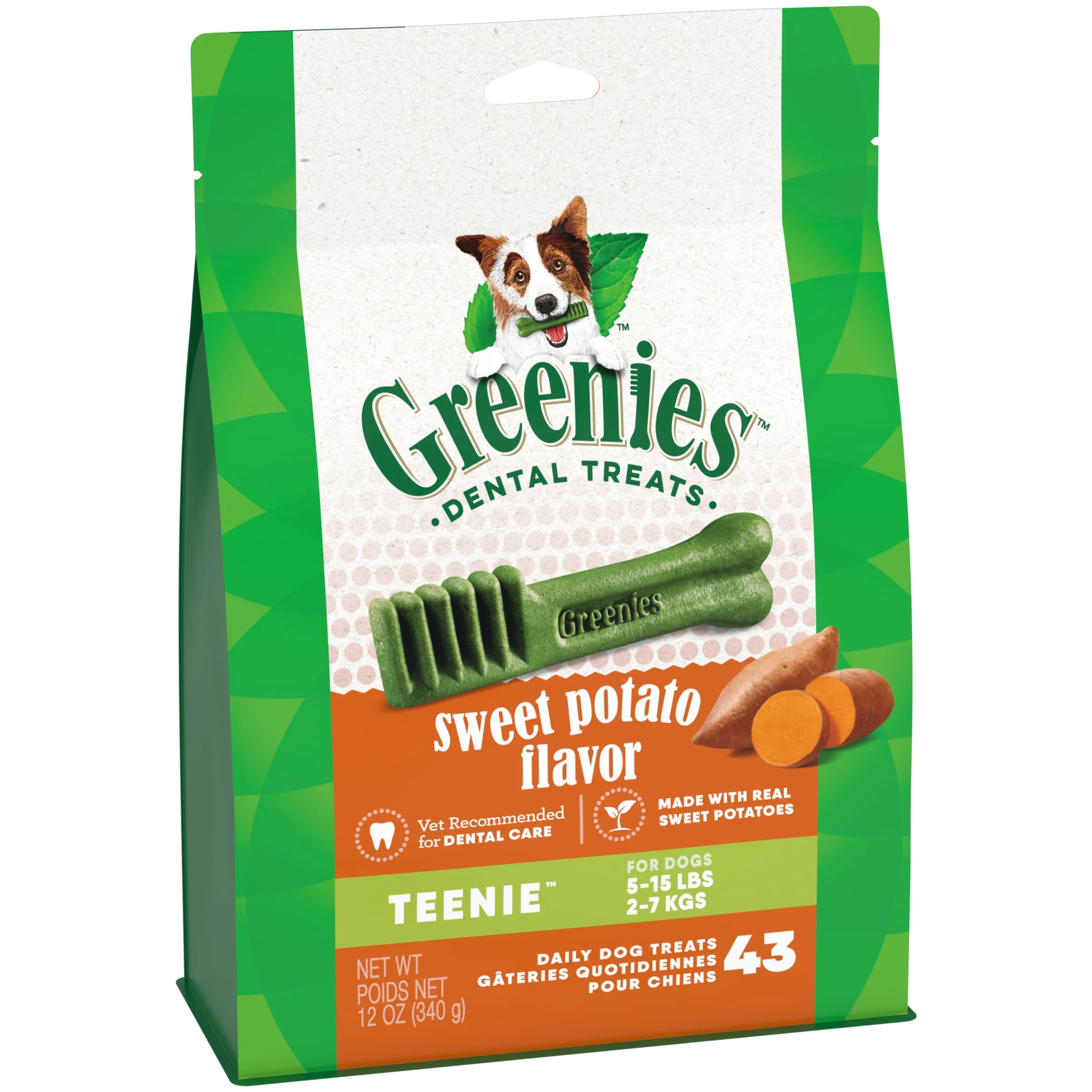 Greenies Dog Sweet Potato Dental Health Treats for Teenie Dogs 340g
