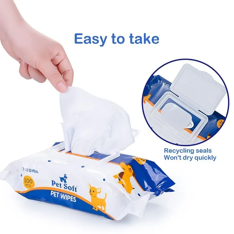 Pet Soft Apple Scent Pet Wipes 100pcs