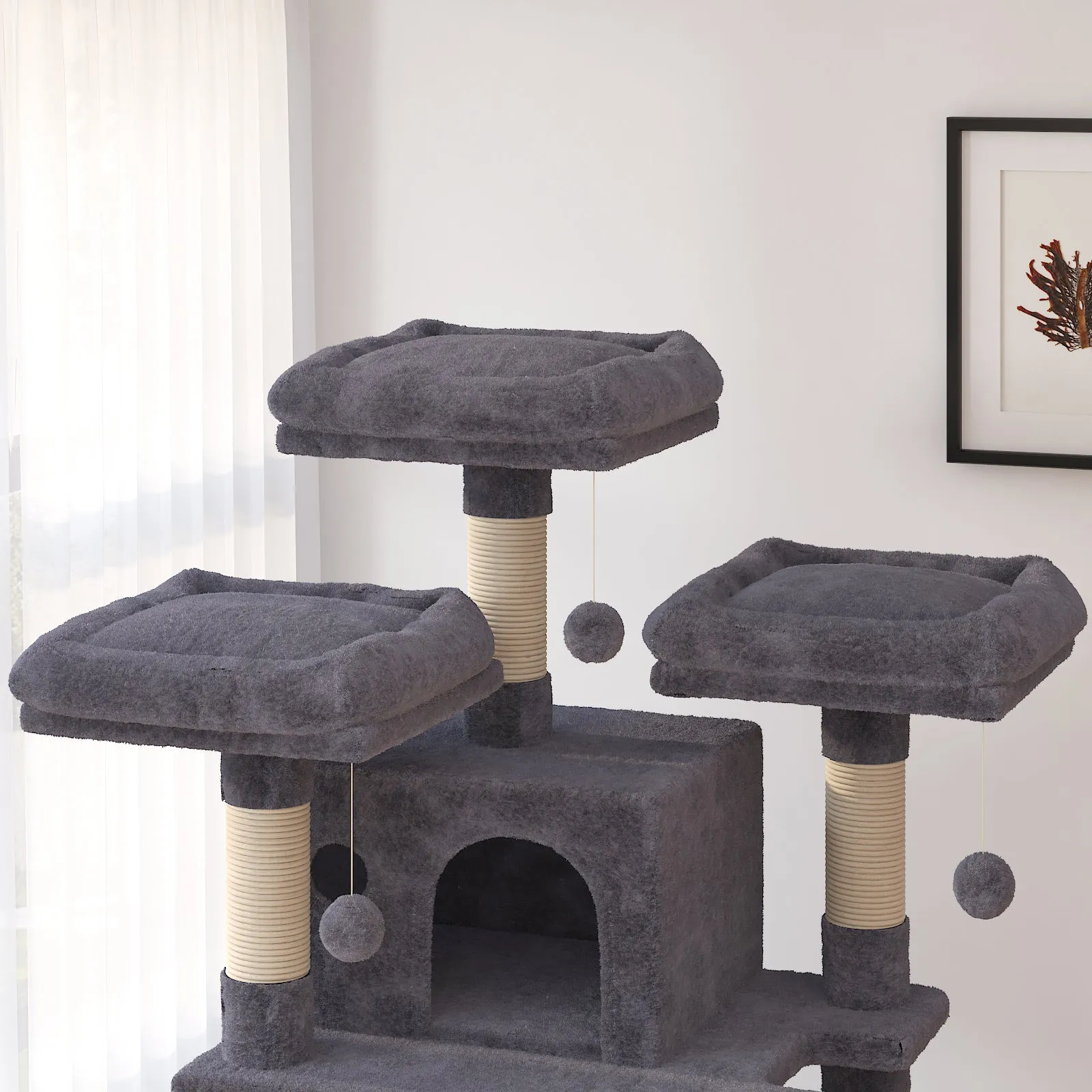 Tall Cat Tree for Large Cats, 68 Inches Multi-Level Cat Tower