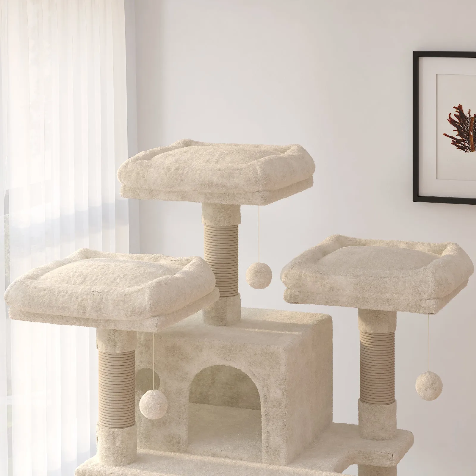 Tall Cat Tree for Large Cats, 68 Inches Multi-Level Cat Tower